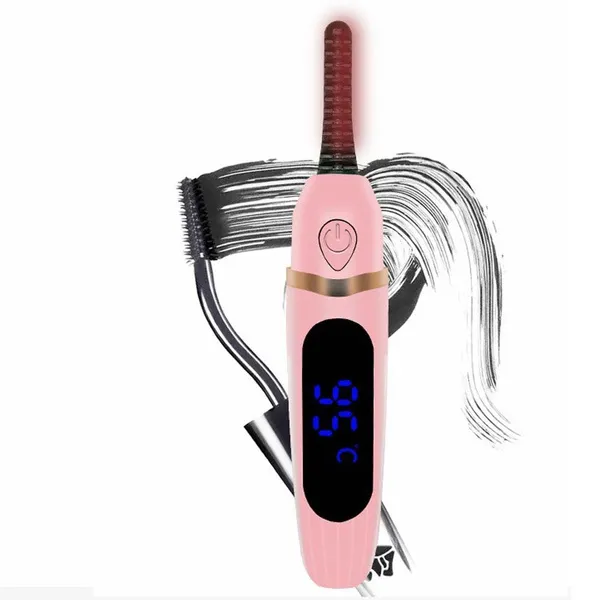 Rizador de pestañas eléctrico portátil, recargable por USB, herramienta de maquillaje con clip._voghion.com