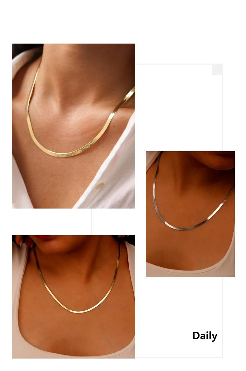 Collana con catena a lama semplice, design di nicchia, moda, catena per clavicola in acciaio inossidabile_voghion.com