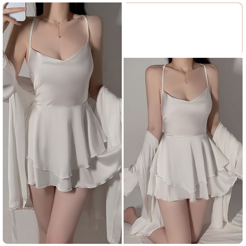 Riietus Guiruo Brändi Aluspesu Mugav siidine Satiin Seksikas Sway Krae Naiste Suspender Öösärk Välismantel Avaleht_voghion.com