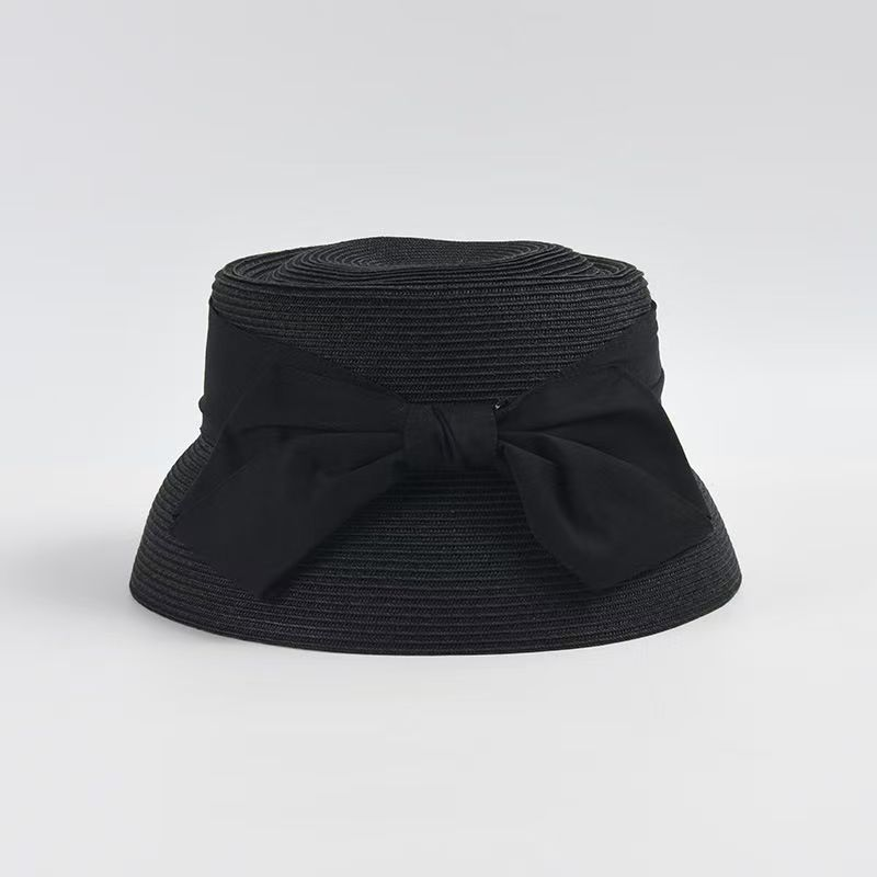 Vendita calda Uomo Donna Chic Uncinetto Secchio Fiocco Paglia Fedora Toyo Pork Pie Sole Estate Spiaggia Matrimonio Chiesa Cappello UPF50 Pieghevole_voghion.com