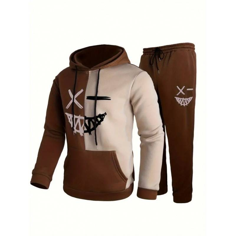 Conjunto de sudadera con capucha para hombre, informal y a la moda, con estampado de pareja_voghion.com