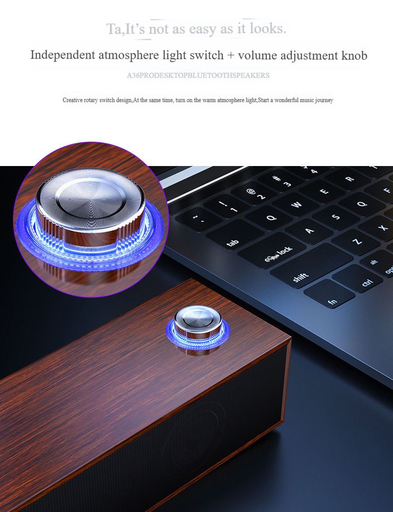 E350MB Wired & Bluetooth Multimedia Speaker - Wooden Desktop Soundbar With Deep Bass (PC/Laptop Compatible, Long Strip Design)_voghion.com