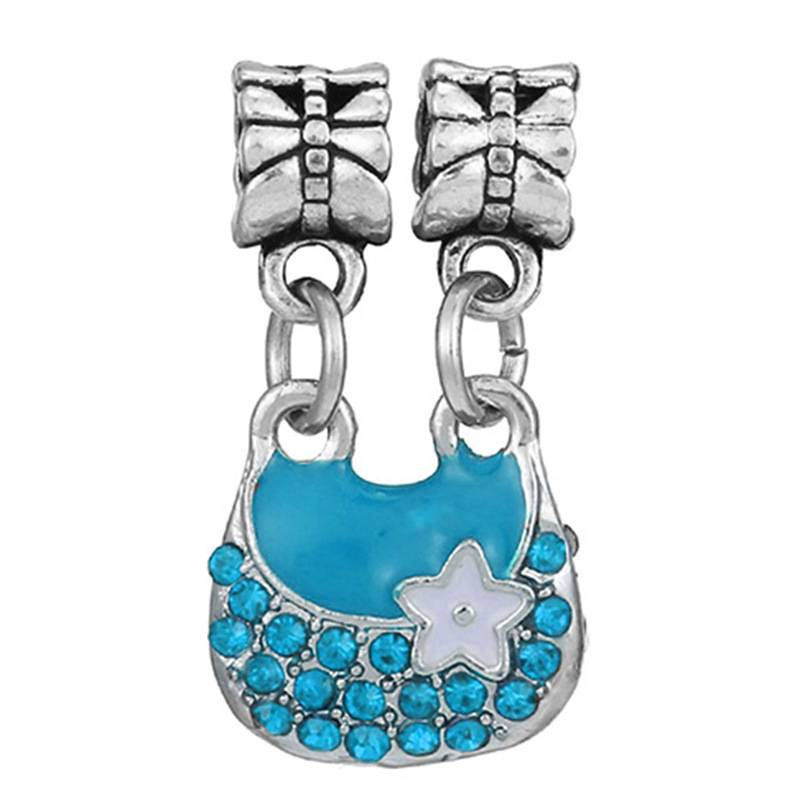 Classico ciondolo azzurro chiaro in lega a forma di barca a vela con piuma d'amore, perline, componenti e accessori per gioielli fai da te_voghion.com
