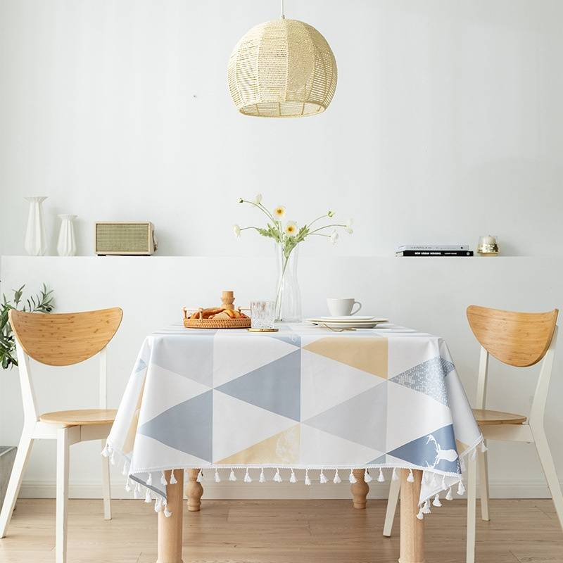 Cotton Tablecloth With Nordic Elk Print – Waterproof & Oil-Resistant Rectangle Table Cover For Dining, Coffee & Study Tables (Pink & More)_voghion.com