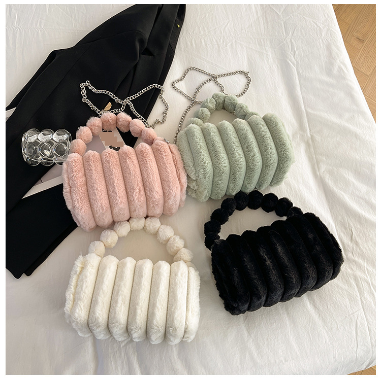 Borse da donna, piccola borsa quadrata da donna, nuova moda autunnale e invernale, borsa a cuscino, elegante borsa a mano, borsa a tracolla in peluche testurizzata_voghion.com