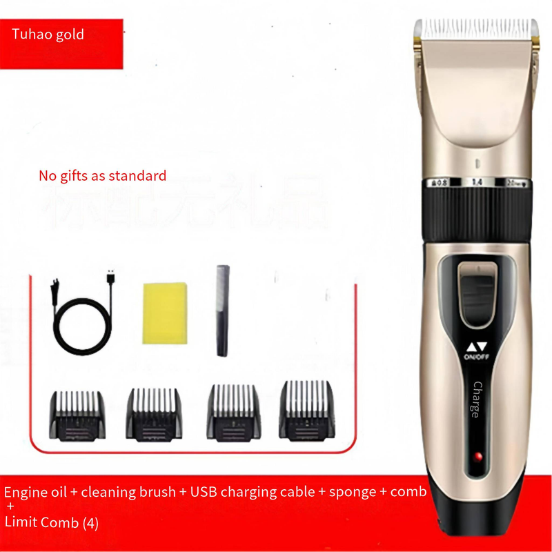 Professional Cordless Hair Clipper For Men - Ceramic Blade, Rechargeable, Self-Cleaning, Multiple Attachments (Gold Edition)_voghion.com