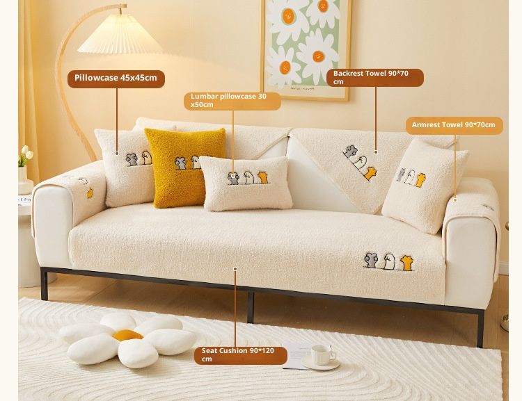 Cuscini per divano in pelle di agnello infantile da cartone animato, caldi e caldi, per l'inverno, morbidi e spessi, per divano, antiscivolo, con copertura completa in tessuto_voghion.com