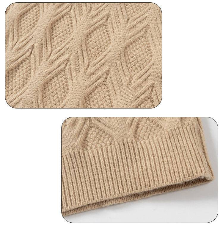 Men's Clothing Retro Diamond Pattern Vintage Diamond Knit Sweater - Relaxed Fit Crewneck Pullover For Casual Layering (Black, Khaki, Cream, Blue)_voghion.com