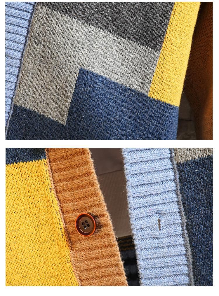 Herrenbekleidung Design Nische V-Ausschnitt Strickpullover Lockerer langärmeliger Nähmantel für Herren_voghion.com