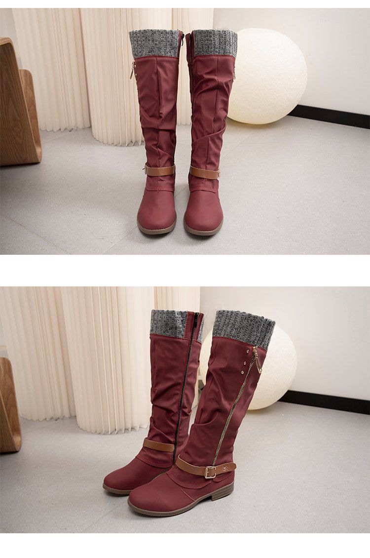 Nouvelles bottes hautes à talon épais et fermeture éclair latérale pour femmes automne/hiver_voghion.com