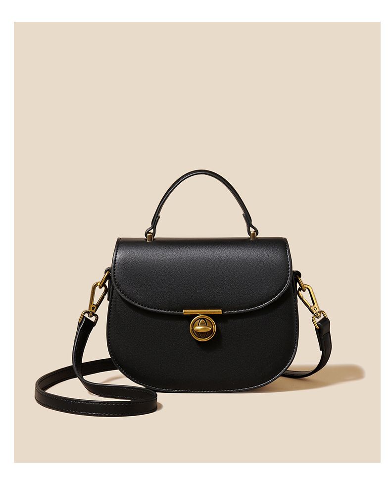 LEMON KOKO Satteltasche für Damen - Stilvolle Schultertasche aus PU-Leder mit Schlossverschluss, kompakte runde Handtasche für den täglichen Gebrauch_voghion.com