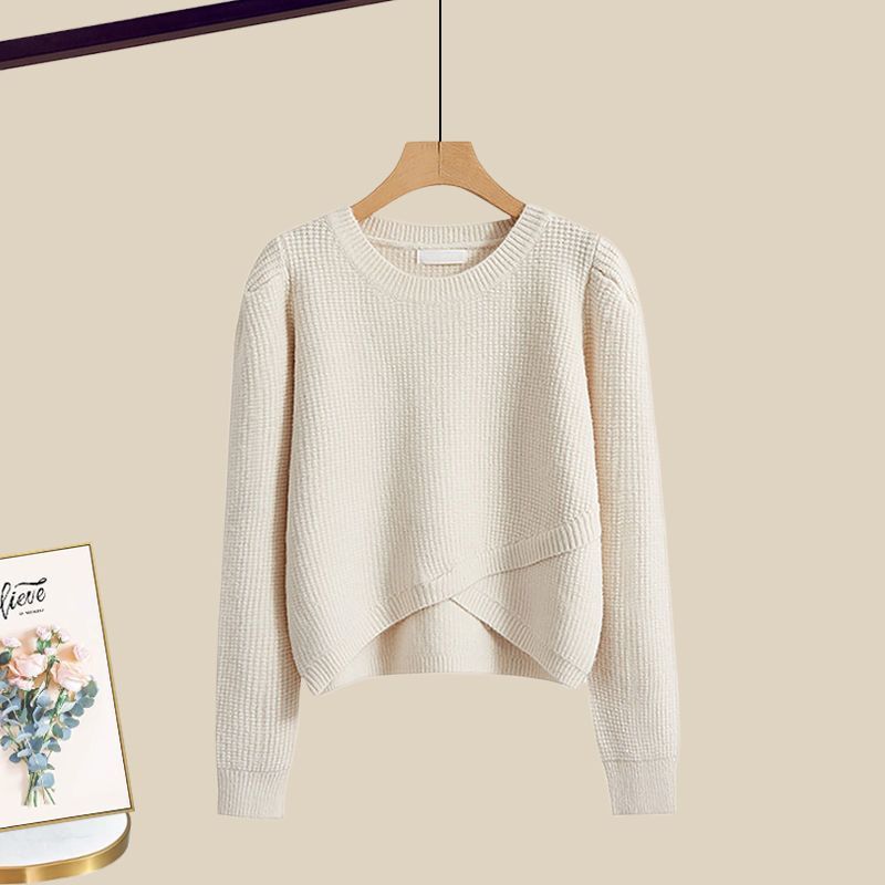 Women's Clothing Spring suits for women new large size outfits temperament knitted sweater skirt Maillard outfit a complete set_voghion.com