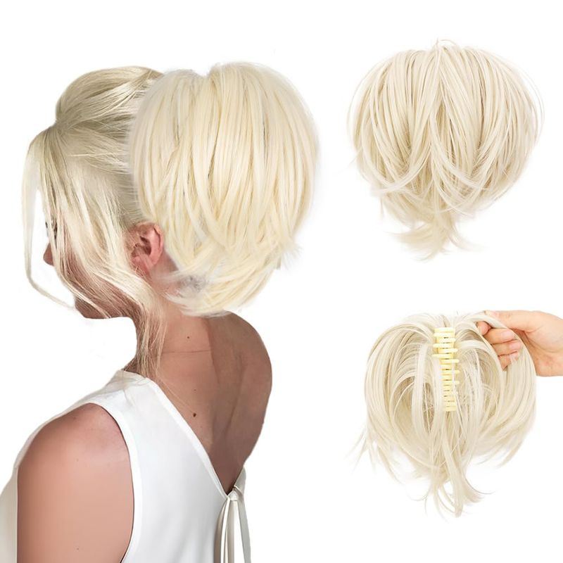 Parrucca con coda di cavallo corta e dritta con clip, filo ad alta temperatura, fascia per lo styling intercambiabile, parrucca soffice con coda di cavallo_voghion.com