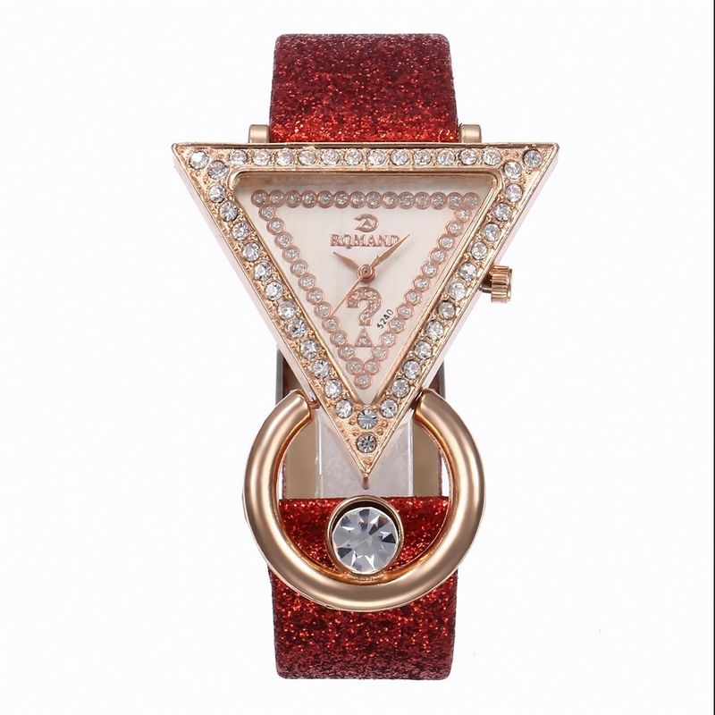 Unisex-tillbehör Diamantfrostat läderkvartsklocka Casual Enkel Unik Peacock-smyckeset_voghion.com