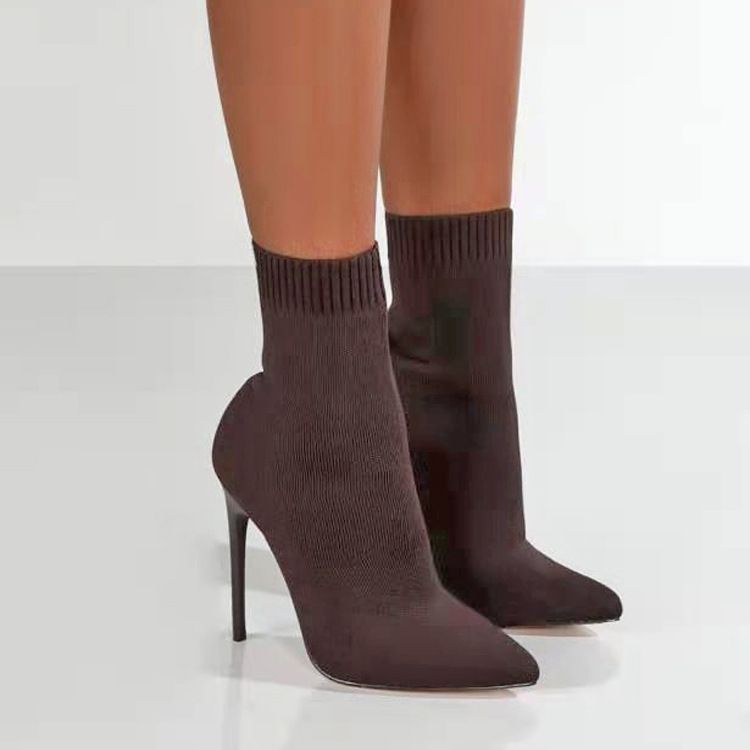 Plus Size Shoes Women's Stretch Knit Over-the-Knee Boots With Pointed Toe And High Heel For Autumn Winter Flyknit Elastic Wool Slip On Peep Toe_voghion.com