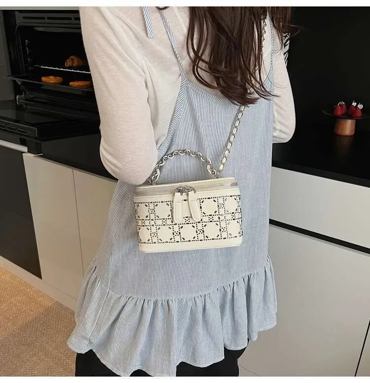 Borsa a tracolla piccola quadrata semplice in stile coreano, con catena di alta qualità, per donna, estiva_voghion.com