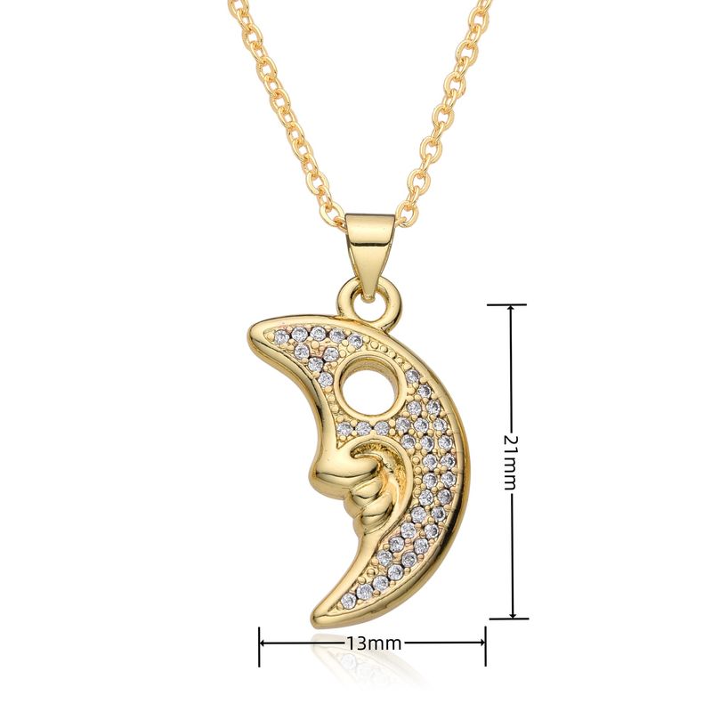 Nytt etniskt stil mikroinlagt zirkon sol- och månehalsband hänge ljus lyxig nischdesign kall nyckelbenskedja_voghion.com