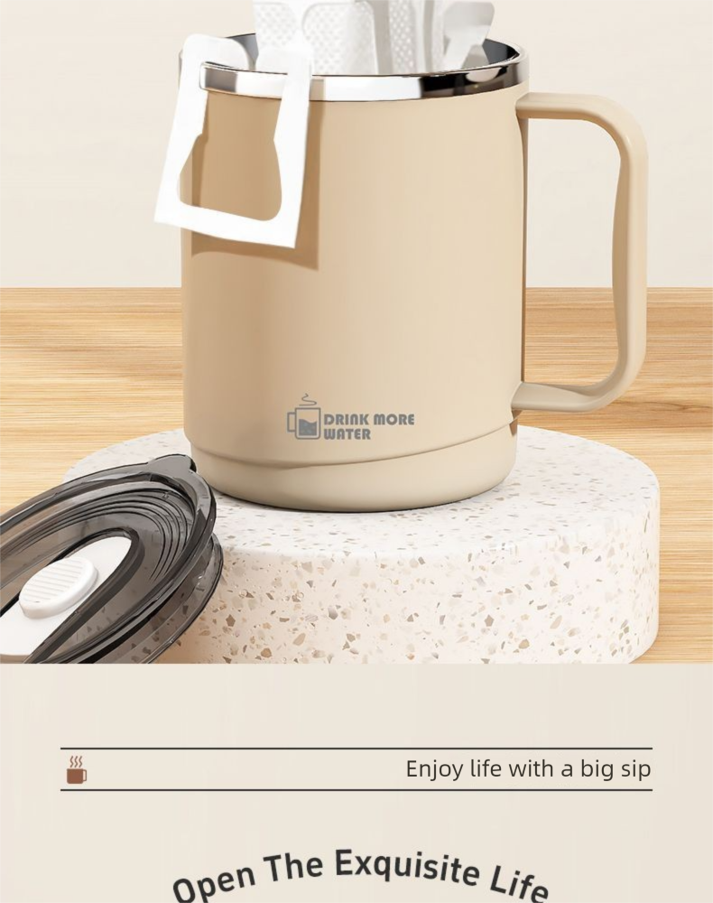 Stainless Steel Mug With Lid Student Double-layer Insulation Office Worker Drinking Tea Coffee Cup_voghion.com