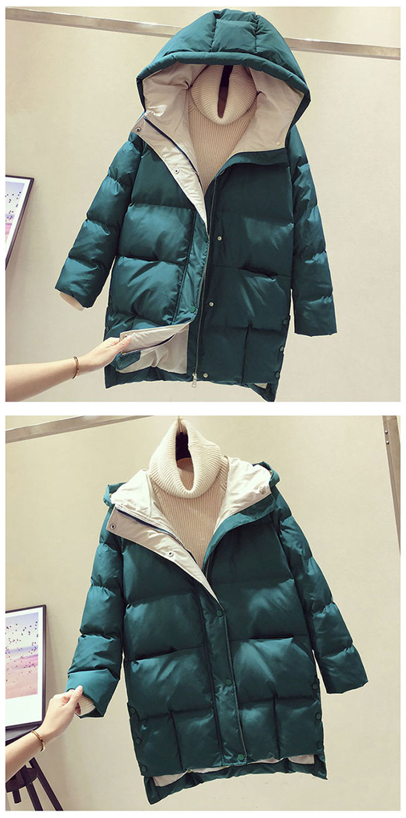 Winte-Chaqueta larga con capucha para mujer, abrigo acolchado de algodón para mujer, abrigo femenino de alta calidad Wam Outwea, Paka Manteau 2023_voghion.com
