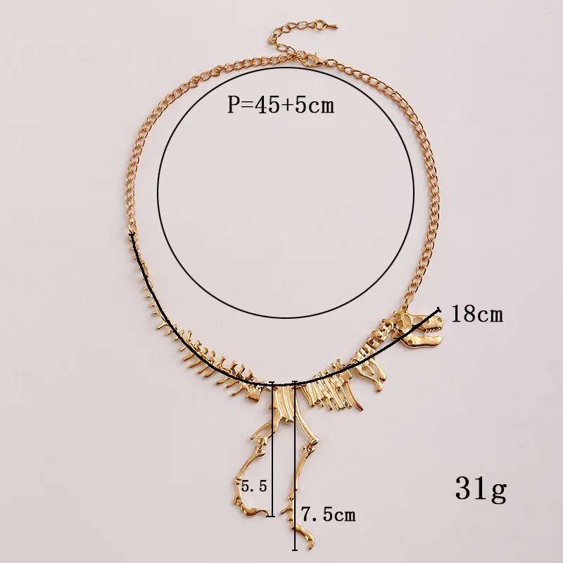 Fashion Gothic Dragon Tyrannosaurus Skeleton Dinosaur Necklaces & Pendants Chain Choker Collar Necklace For Women_voghion.com