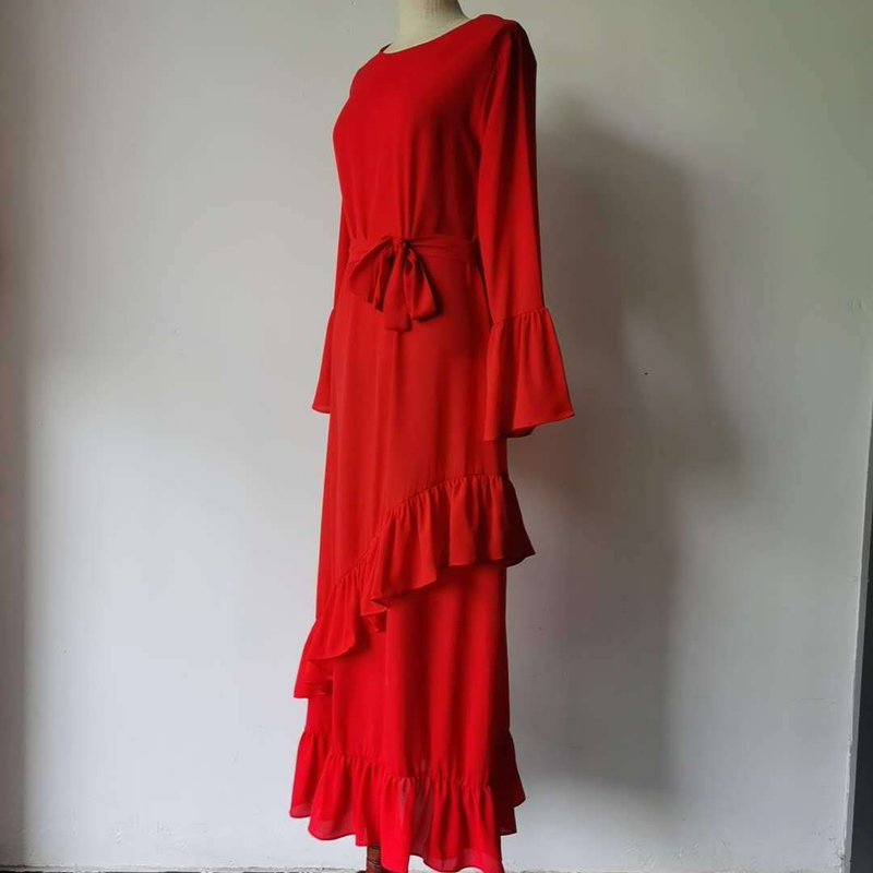 Abito da donna con volant patchwork in chiffon_voghion.com