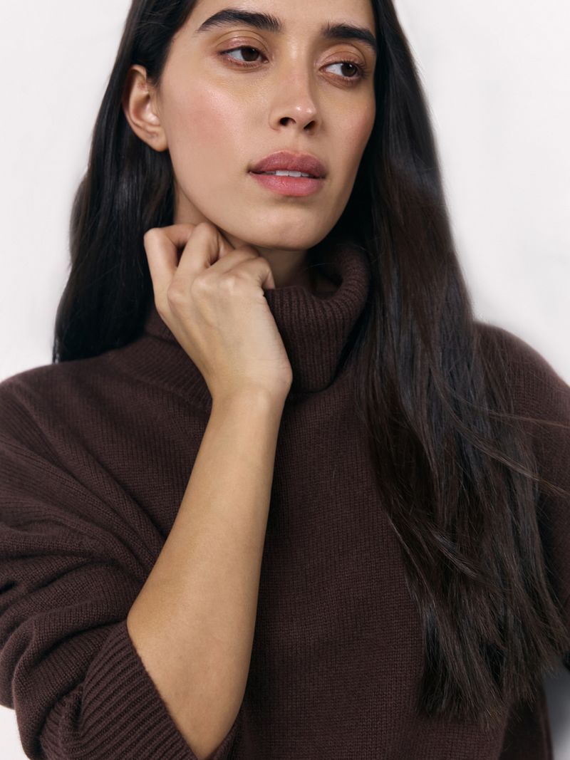 Kuscheliger Oversize-Strickpullover mit hohem Halsausschnitt für Damen – weiche Viskosemischung, lockere Passform, lange Ärmel, lässiger Pullover_voghion.com