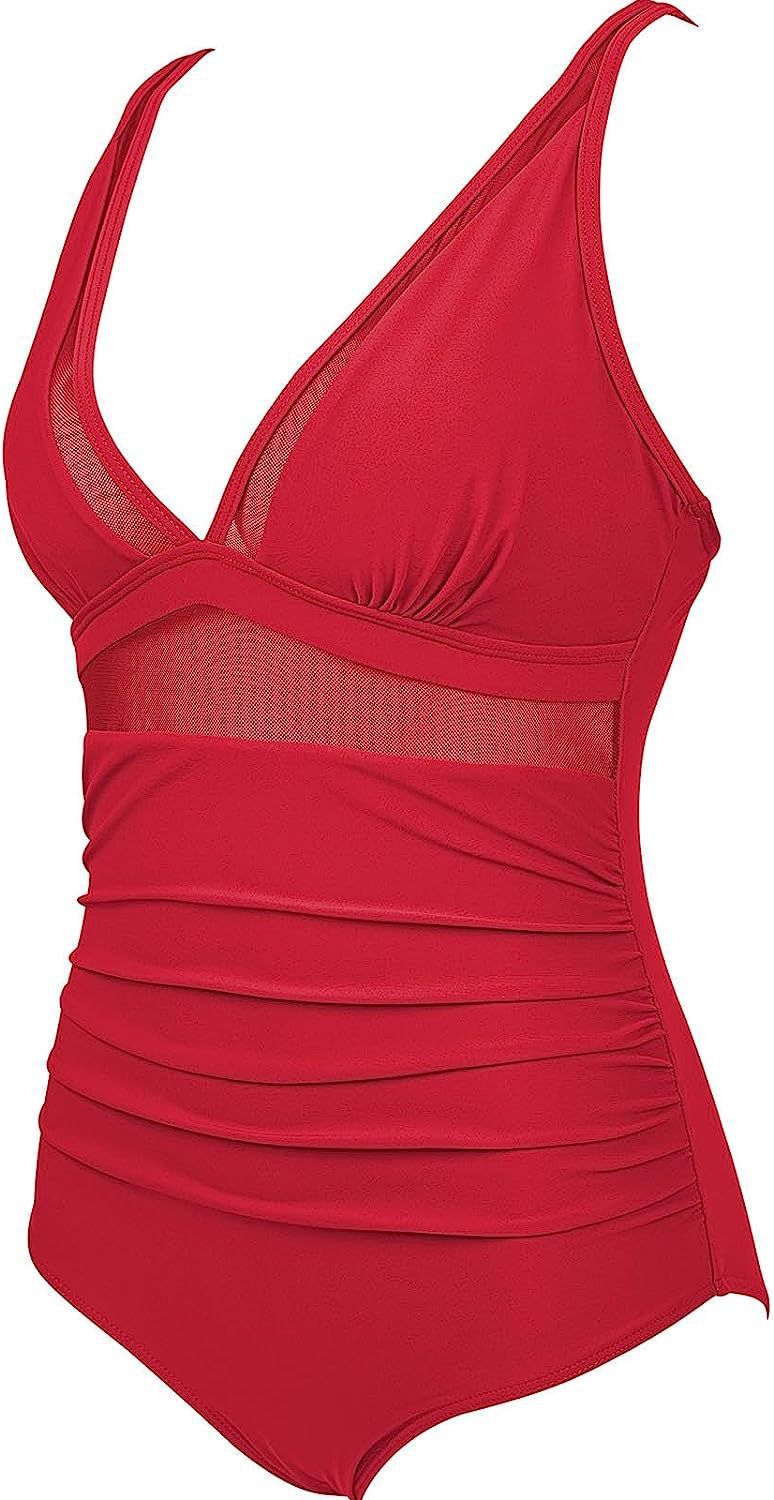 Sexy Cut-out Mesh Deep V Bikini Swimsuit_voghion.com