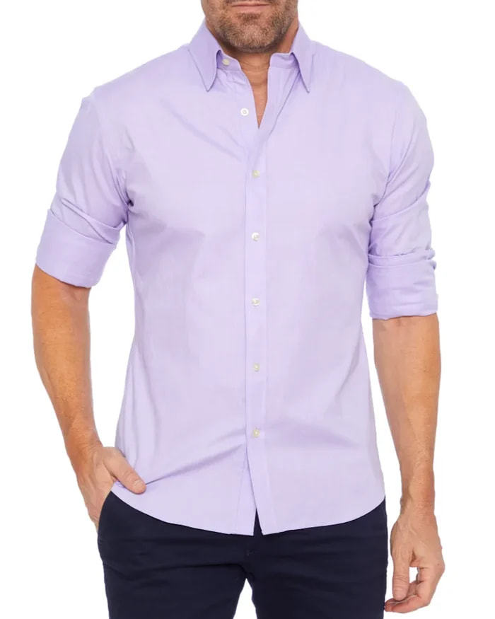 Herrenbekleidung Herren-Reißverschlusshemd Versteckter Reißverschlussknopf Oxford-Stretch-Baumwolle Reißverschlussfutter_voghion.com
