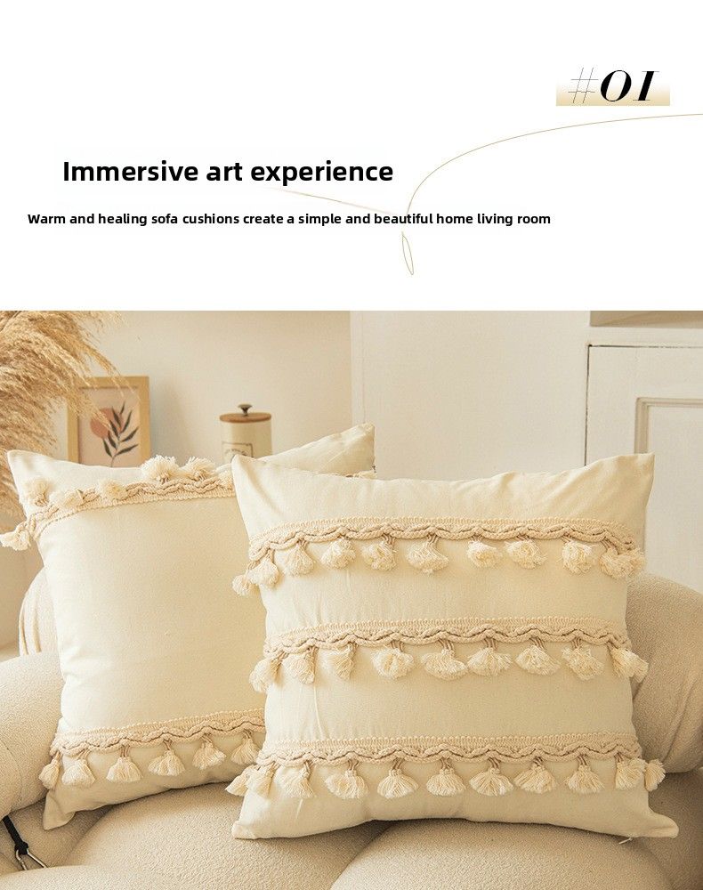 Copridivano in stile marocchino con nappe, motivo geometrico, semplice cuscino per divano, luce decorativa di lusso per soggiorno_voghion.com