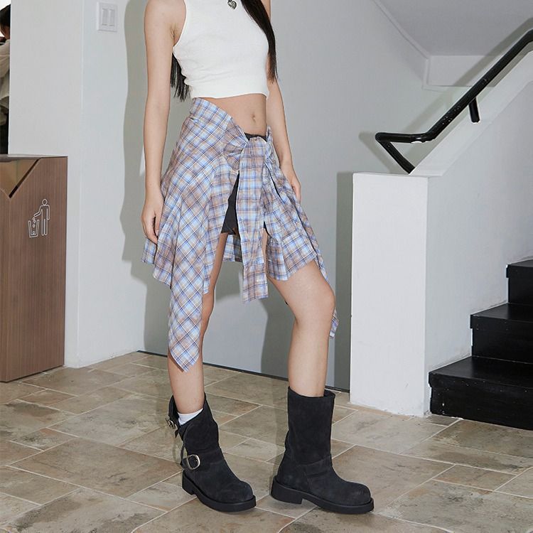 Women's Martin Boots Fall/Winter New Chunky Heel Round Toe Ankle Boots Stylish And Versatile_voghion.com