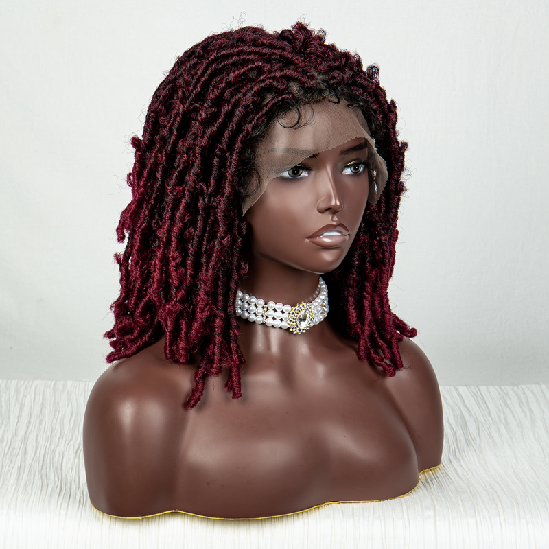 16inch chemical fiber lace braid wig hand braided braid curly hair 9*6 lace wig 180% density women's daily decoration_voghion.com