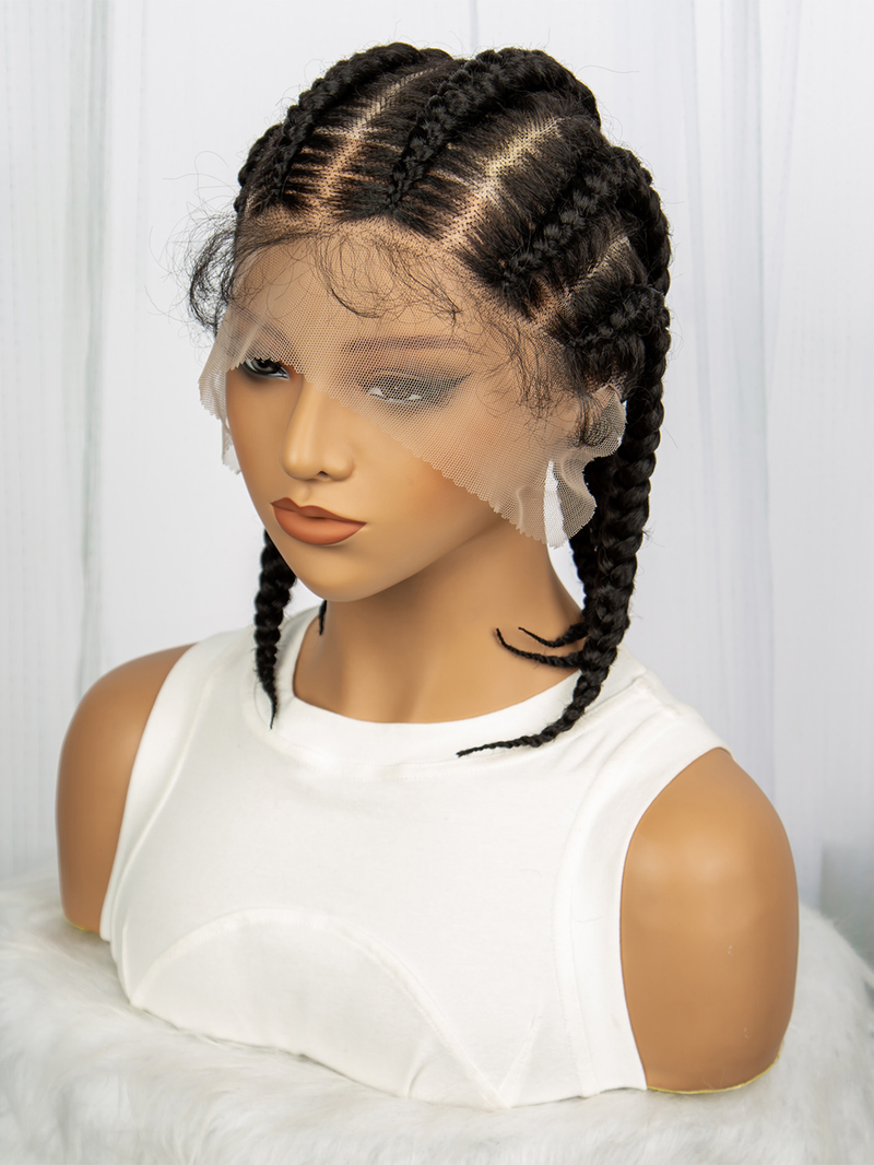 Vollspëtz Fett 6 Strécken Geflochtene Perücke Kappset Handgewoven 6 Strécken Kuerz Geflochtene Spëtz Synthetesch Spëtz 180% Dicht Spëtz Spëtz eenzegaarteg Form_voghion.com