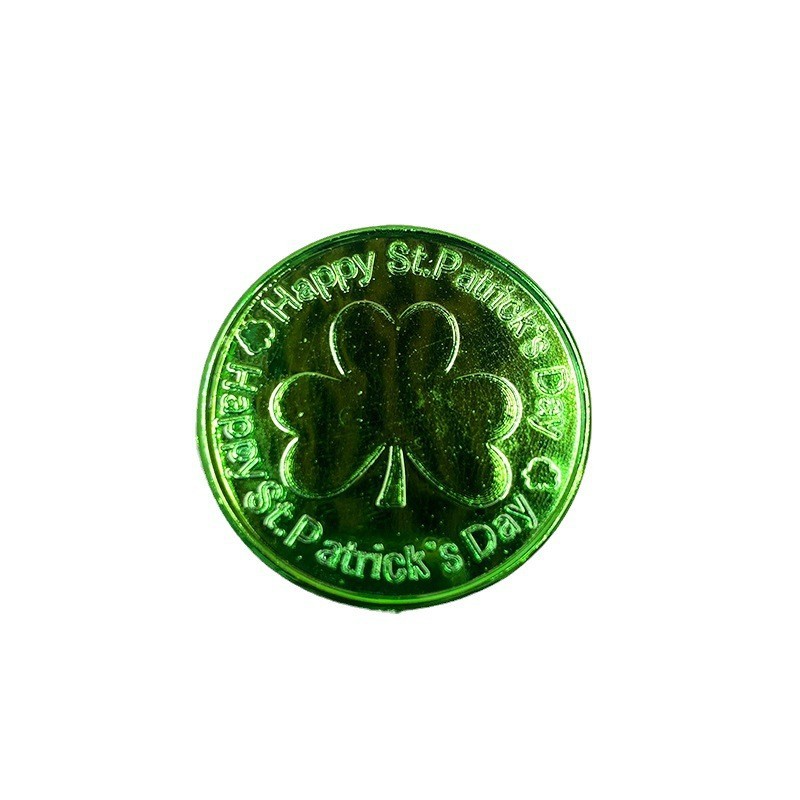 5/150pcs St. Patrick's Day Irish shamrock plastic gold coin game raffle chips toy coin props decoration_voghion.com