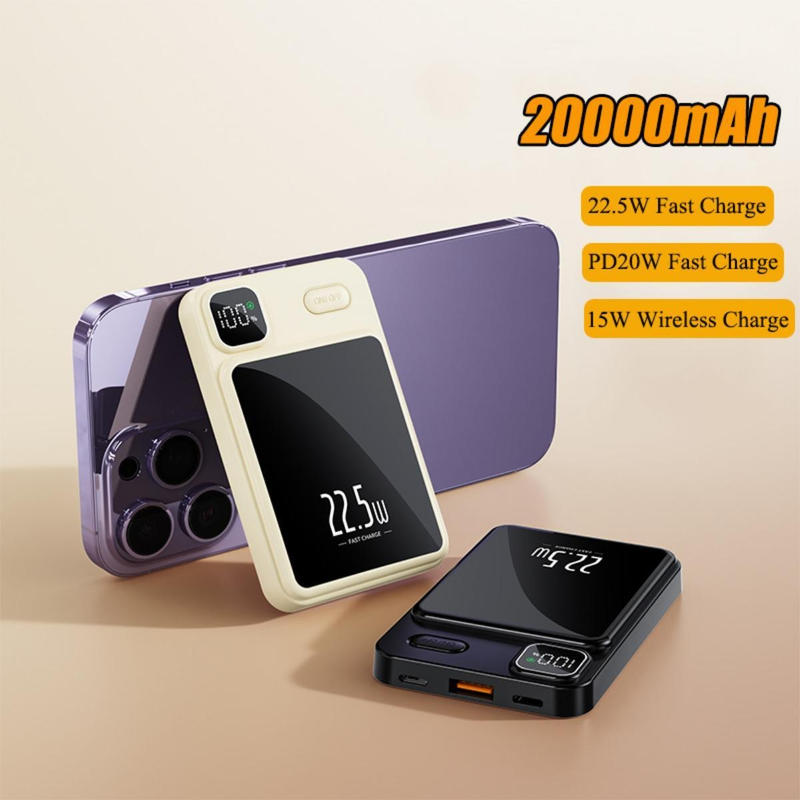 22,5 W 10 000/20 000 mAh powerbanka s magnetickou super rychlou nabíječkou Qi PD20 W bezdrátová powerbanka pro iPhone 14 Samsung Huawei Xiaomi_voghion.com