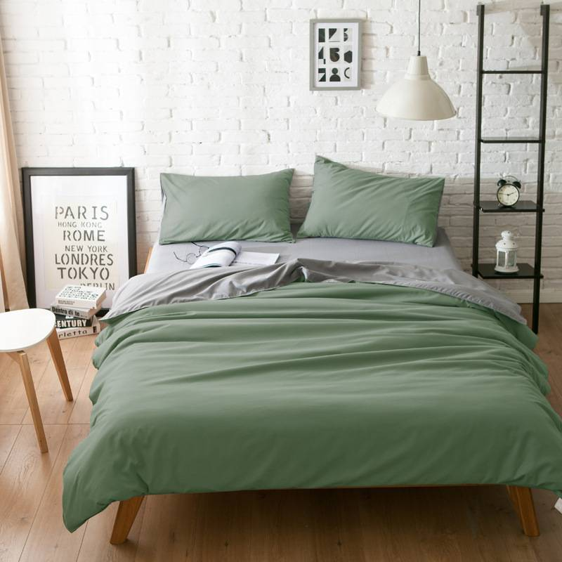 Three Piece Fitted Sheet Set Solid Color Bedding Candy Long Pillowcase_voghion.com