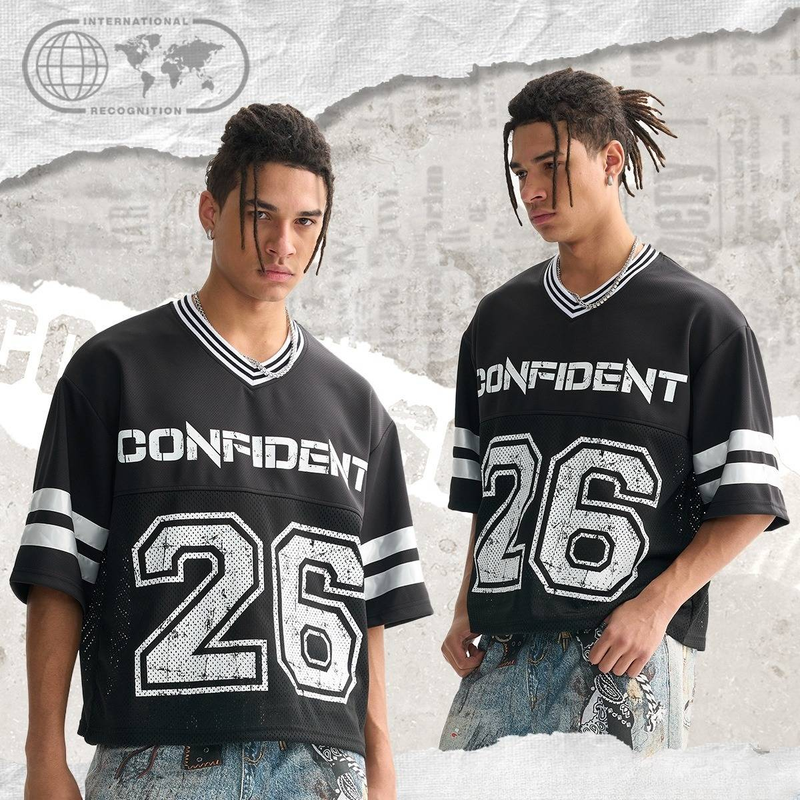 Maglietta corta in maglia larga da uomo, di alta qualità, alla moda, a contrasto di colore, a maniche corte, da uomo_voghion.com