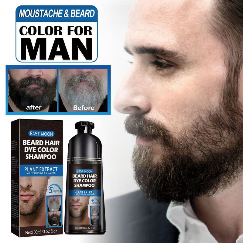 East Moon Beard Hair Dye Color Shampoo For Men Moustache Style Maintenance_voghion.com