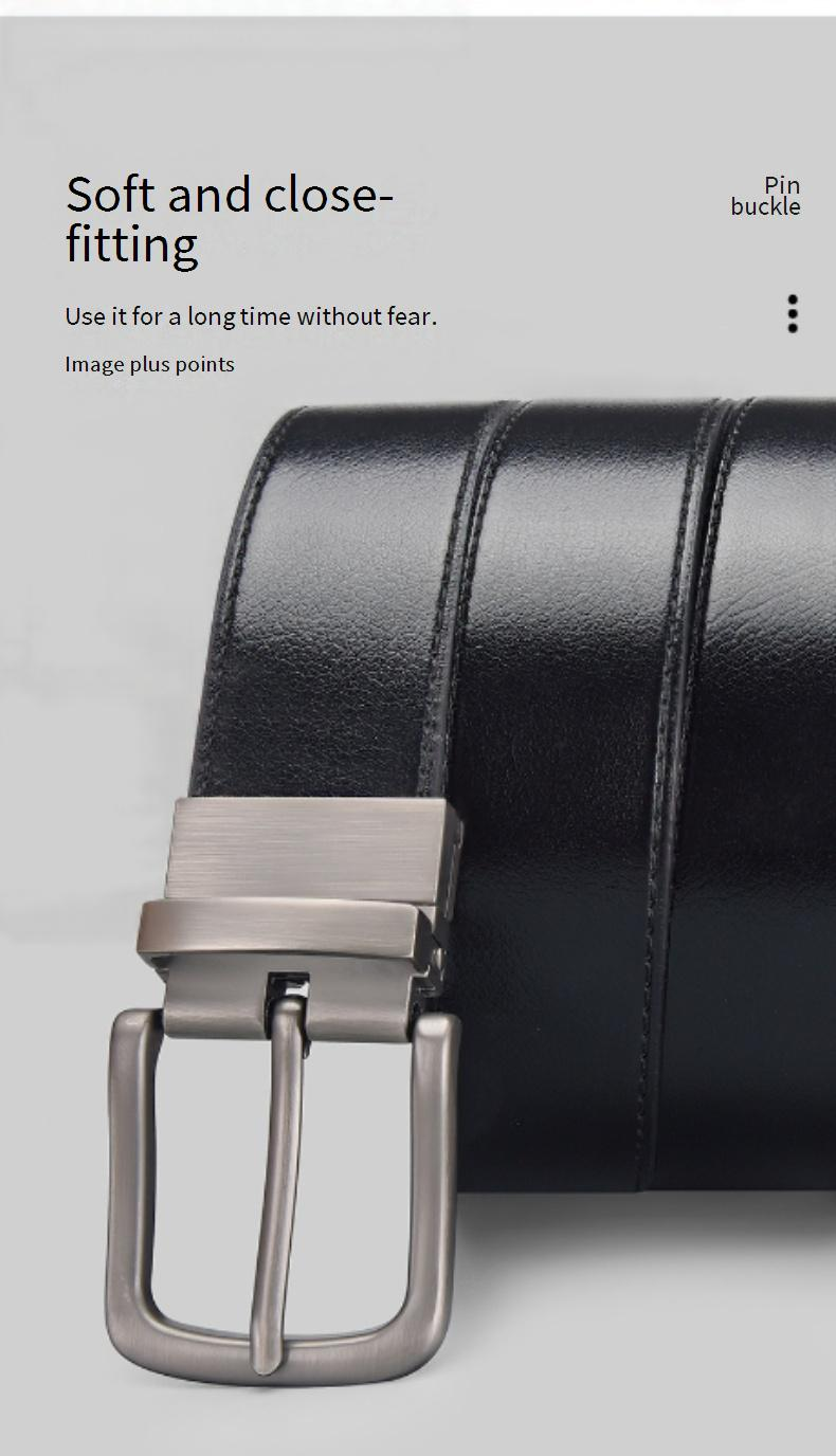 Herrbälten Herrbälte med roterande spänne Högkvalitativt läderbälte för affärsbruk, dubbelsidig användning_voghion.com