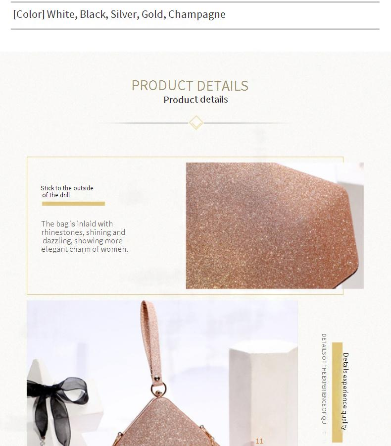 New Fashion Evening Bag Ladies Handbag Shoulder Bag Reflective Sequins Evening Wedding Makeup Bag_voghion.com