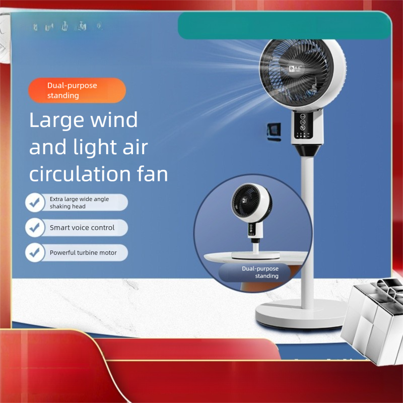 Umluftventilator – Sprachsteuerung und Fernbedienung, ultraleiser Stand-/Tischventilator für Zuhause, 3D-Oszillation, 12 Geschwindigkeiten einstellbar (für Boden- und Tischgebrauch)_voghion.com