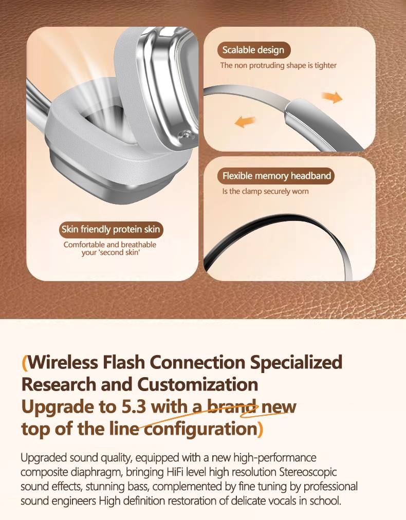 Cuffie Bluetooth retrò VJE22: driver da 40 mm, batteria da 300 mAh e durata della batteria di 10 ore, paraorecchie traspiranti, design ergonomico, tecnologia HiFi 5.3._voghion.com