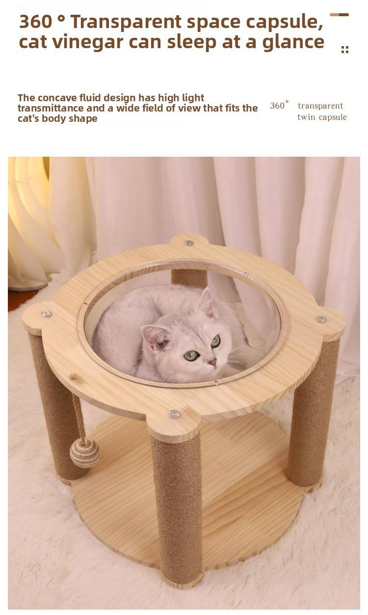 Piccola capsula spaziale in acrilico per gatti, struttura per arrampicata per gatti, tiragraffi per gatti, albero per gatti, cuccia integrata per gatti, tiragraffi per gatti, gabbia per gatti_voghion.com