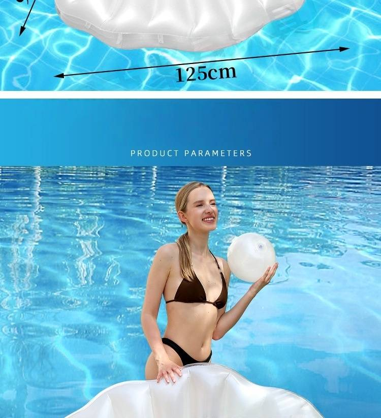 Mermaid Shell Inflatable Float - Pearl Accents & Fan-Shaped Seat (Instagrammable Pool Float For Adults Waterproof & Heavy-Duty PVC)_voghion.com
