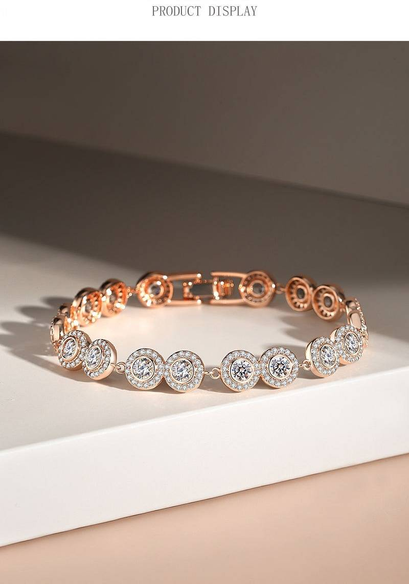 Women's Jewelry Geometric Single Row Round Zircon Button Bracelet, Elegant And Fashionable Light Luxury Zirconia Bracelet, Perfect Gift For Girlfriend_voghion.com