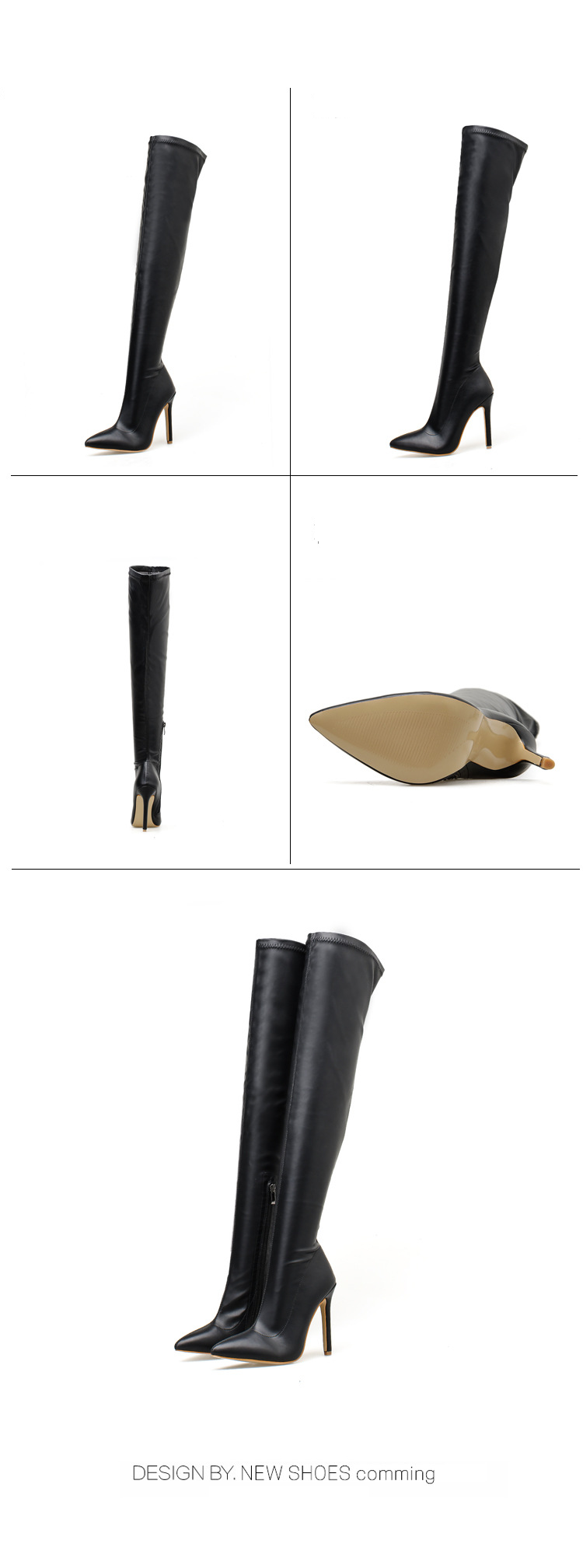 Damenschuhe Sexy Stiletto Spitzschuh Lange Overknee-Stiefel Lederstiefel Stiletto Damenschuhe Herbst und Winter 42 Große Größe_voghion.com