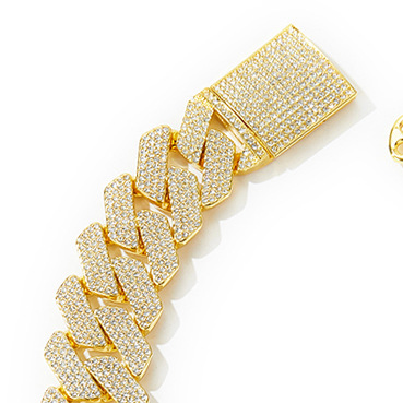 Men's Jewelry 4 Row Cuban Link Chain With Zirconia Stones, Hip Hop Style Rhombus Design, Zinc Alloy With Electroplating, Adjustable Length 7-30 Inches_voghion.com