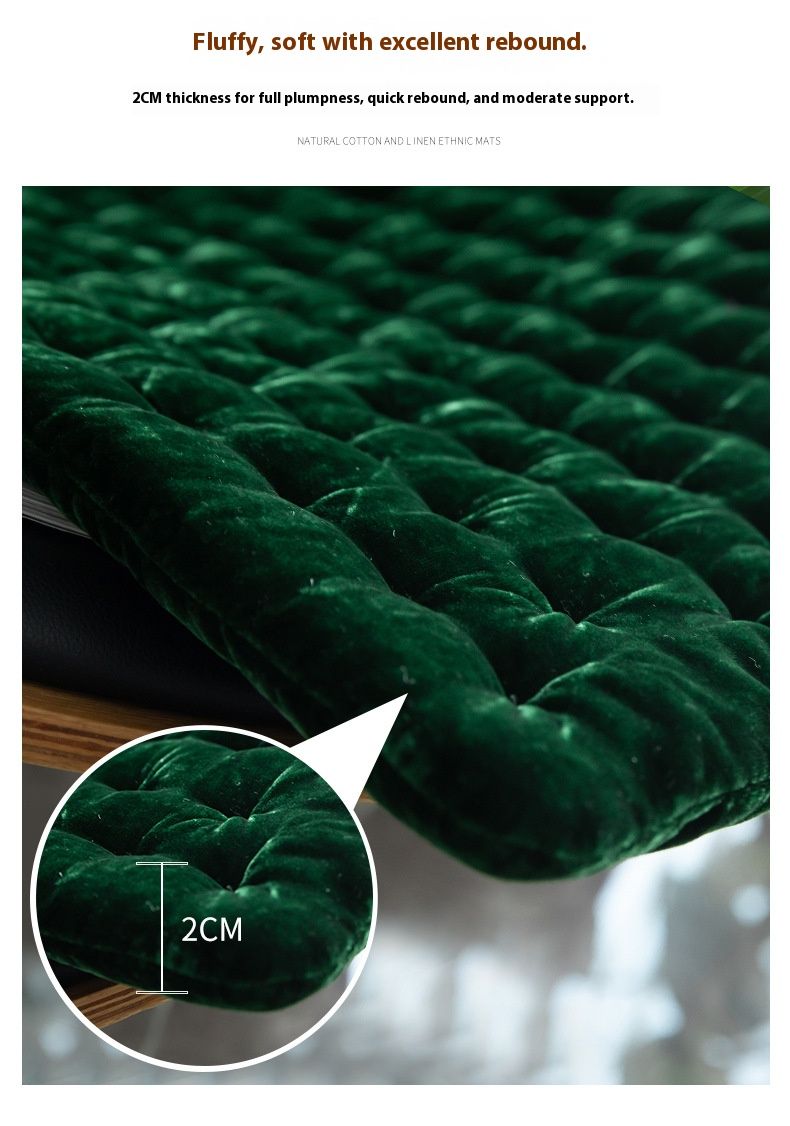 Nordic Velvet Seat Cushion – Soft Square Chair Pad For Home & Office (40x40cm, 2cm Thick, PP Cotton Filled, Non-Slip Base, 6 Elegant Colors)_voghion.com