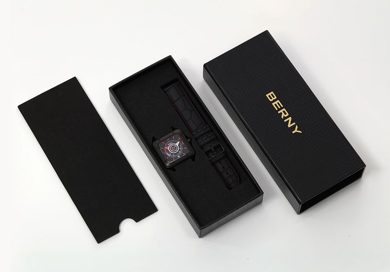 BERNY Automatic Watches For Men Fashion 10ATM Waterpoof Fluororubber Strap Mechanical Square Watch With Date Super Luminous Sapphire Wrist Watch_voghion.com