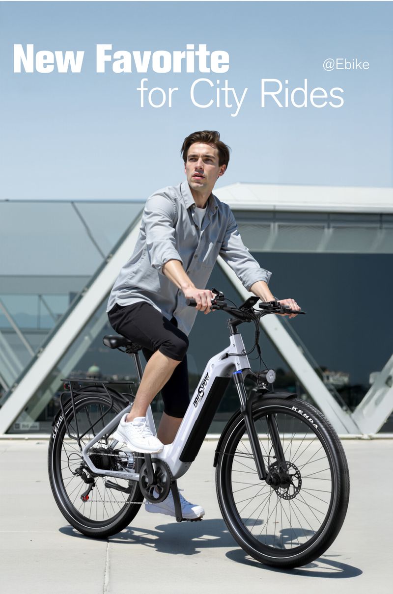 Bici elettrica da città ONESPORT OT05, motore da 250 W, batteria da 36 V 18,2 Ah, pneumatico da 27,5*2,25 pollici_voghion.com