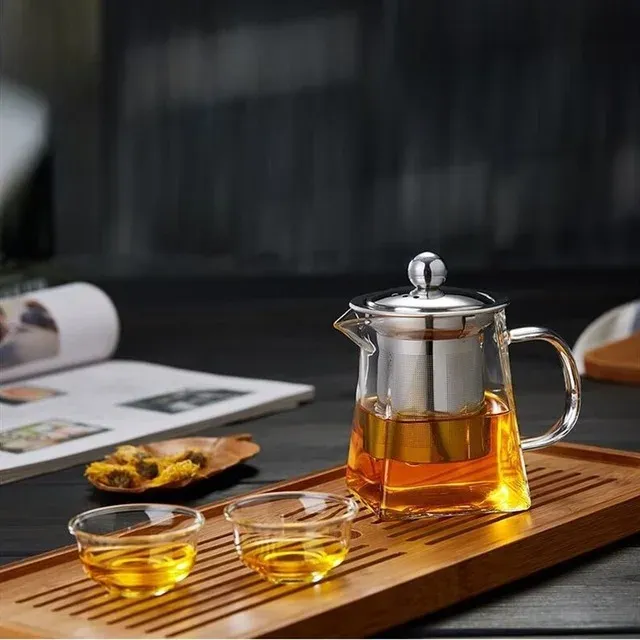 Heat Resistant Glass Teapot With Stainless Steel Coffee Infuser Heated Container Tea Pot Good Clear Kettle Square Filter Baskets_voghion.com